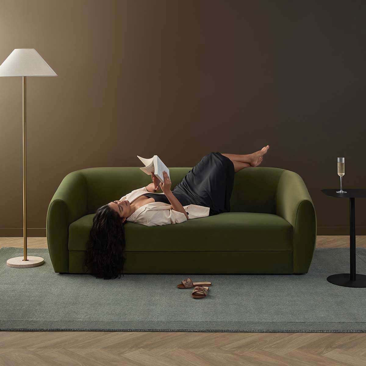 Reign 2.5 Seater Sofa - Olive Green Velvet - Image 7