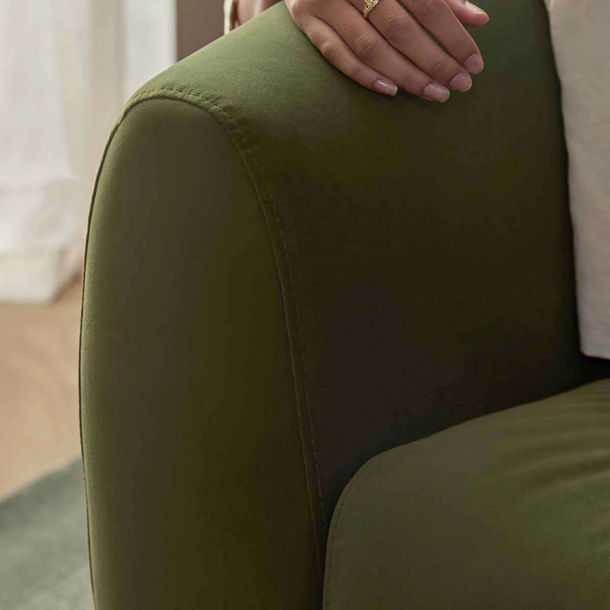 Reign 2.5 Seater Sofa - Olive Green Velvet - Image 9