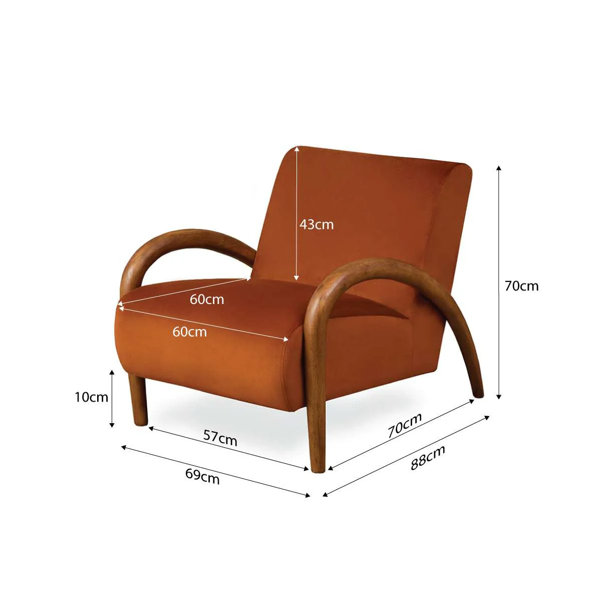 Richie Occasional Chair - Rust/Walnut - Image 10