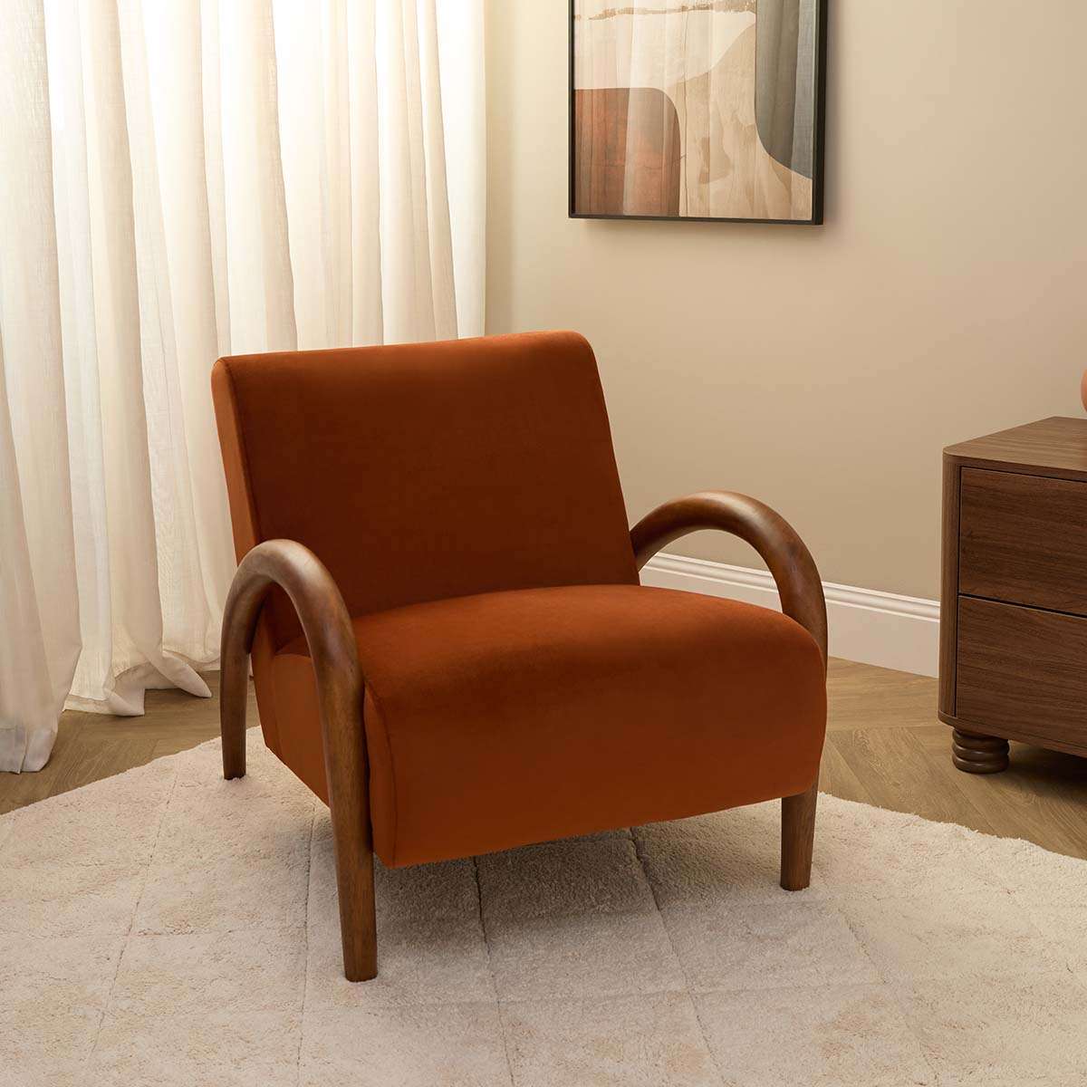 Richie Occasional Chair - Rust/Walnut - Image 3