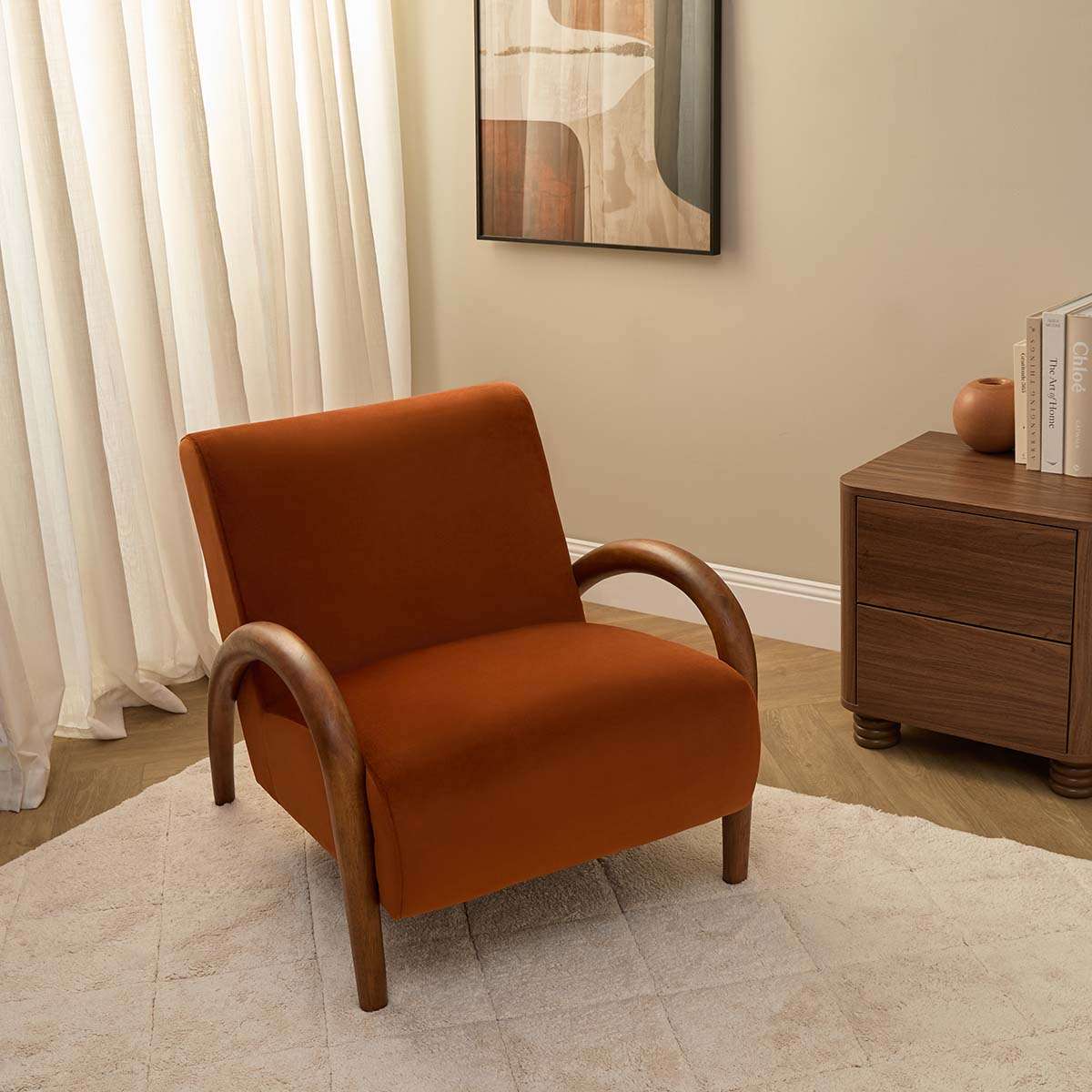 Richie Occasional Chair - Rust/Walnut - Image 4