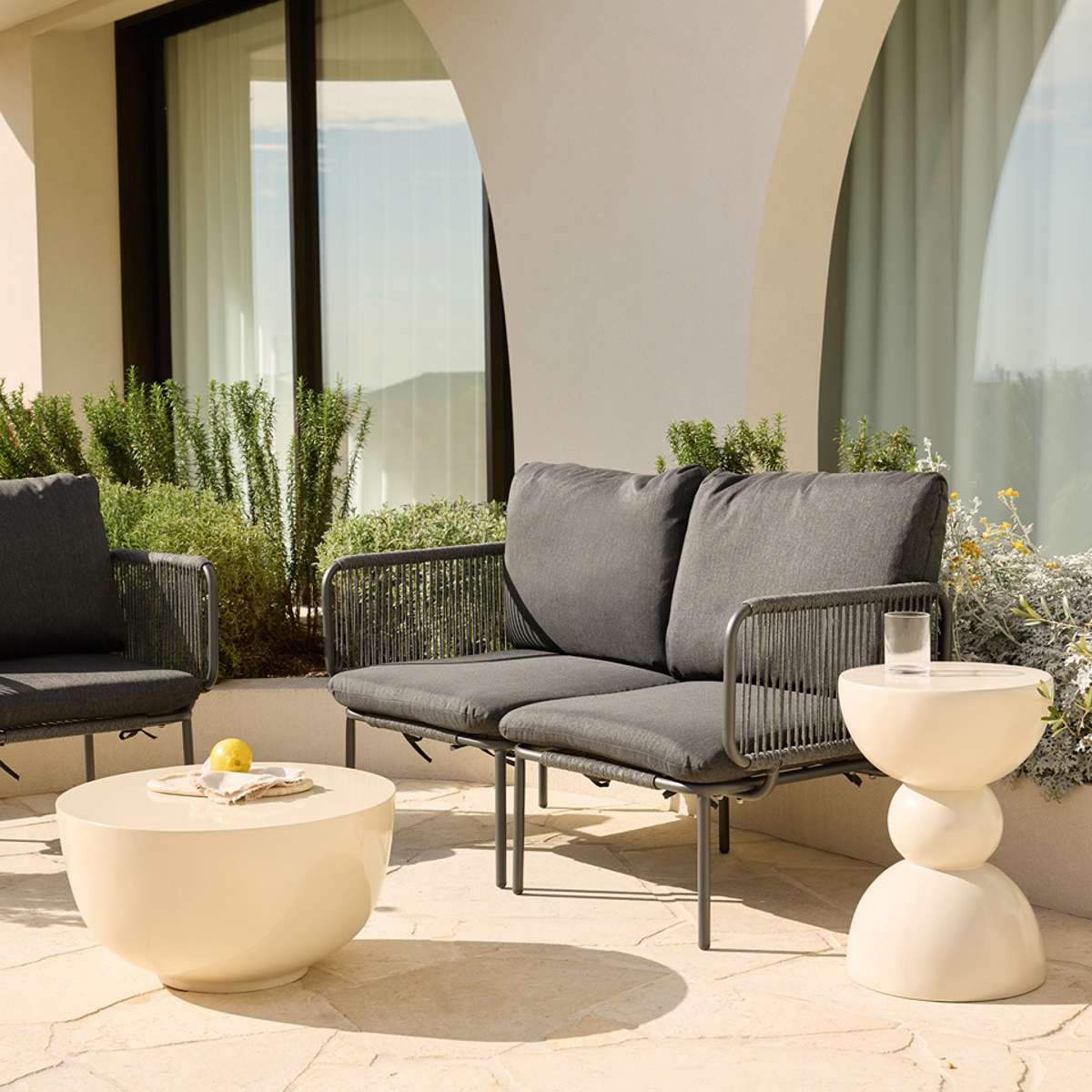 Emilio Outdoor Side Table - Beige Gloss - Image 2