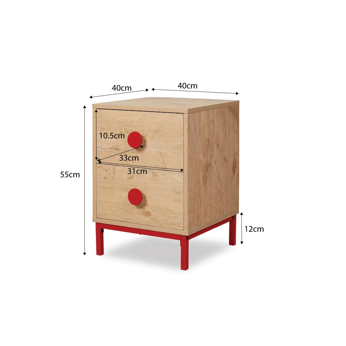 Spotty Bedside Table - Red - Image 12