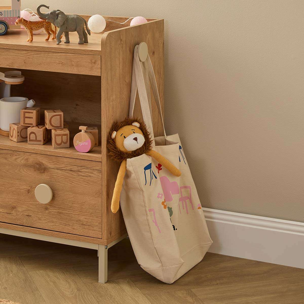 Spotty Book Storage with Toy Drawer Organiser - Cream - Image 3