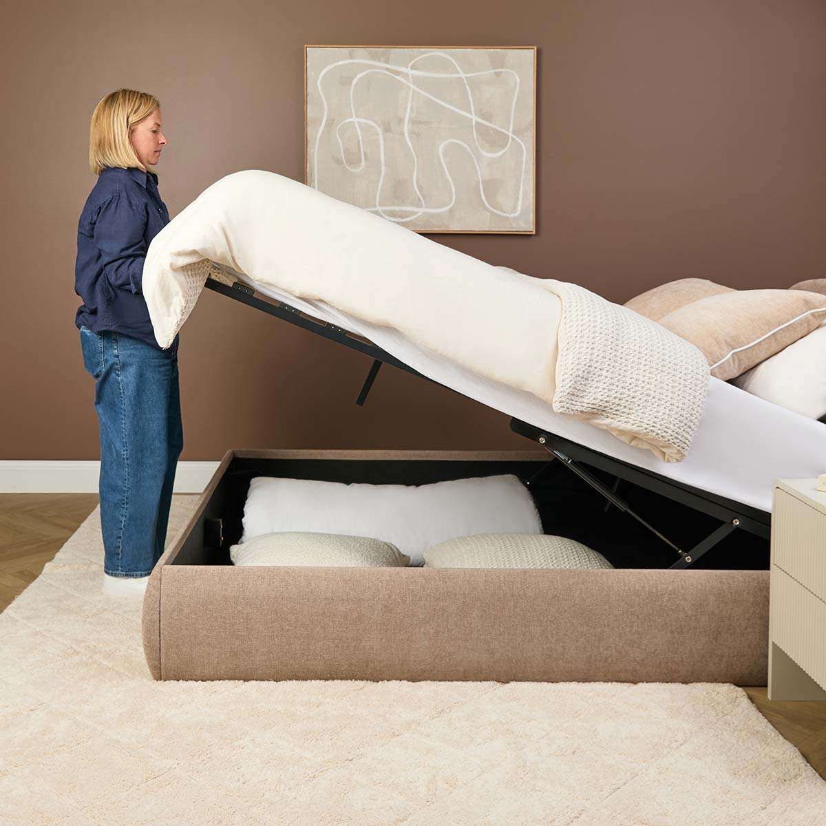 Tanner Storage Queen Bed - Beige - Image 3