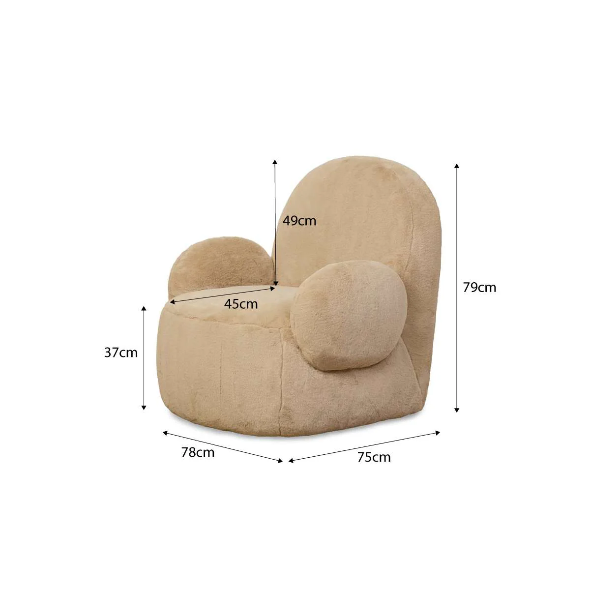 Teddy Bear Swivel Chair - Cream - Image 9