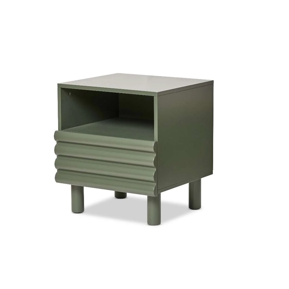 Theodore Ribbed Bedside Table - Green - Image 10