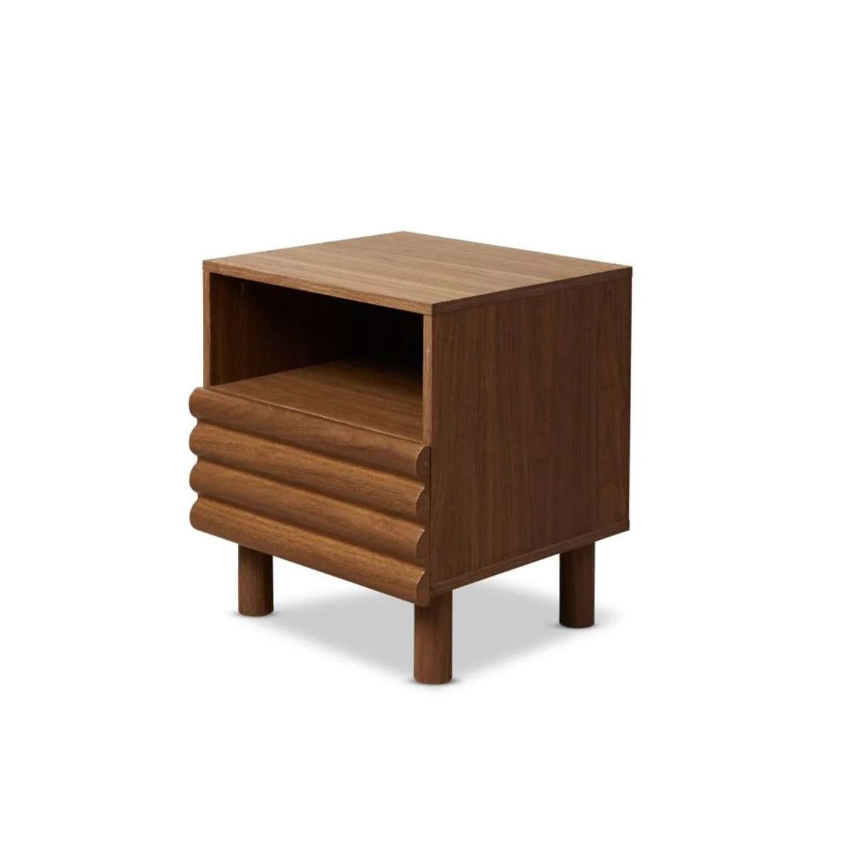 Theodore Ribbed Bedside Table - Walnut - Image 9