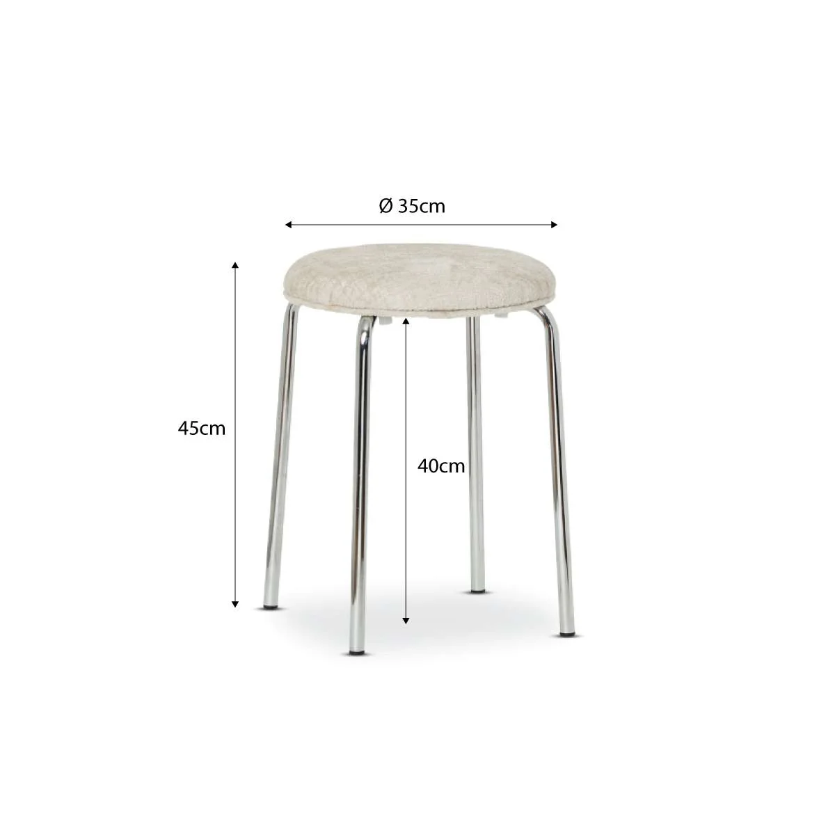 Vivi Chrome Stool - Cream Chenille - Image 5