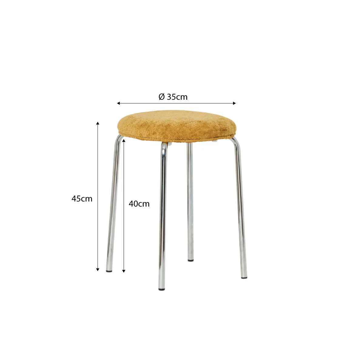 Vivi Chrome Stool - Mustard Chenille - Image 6