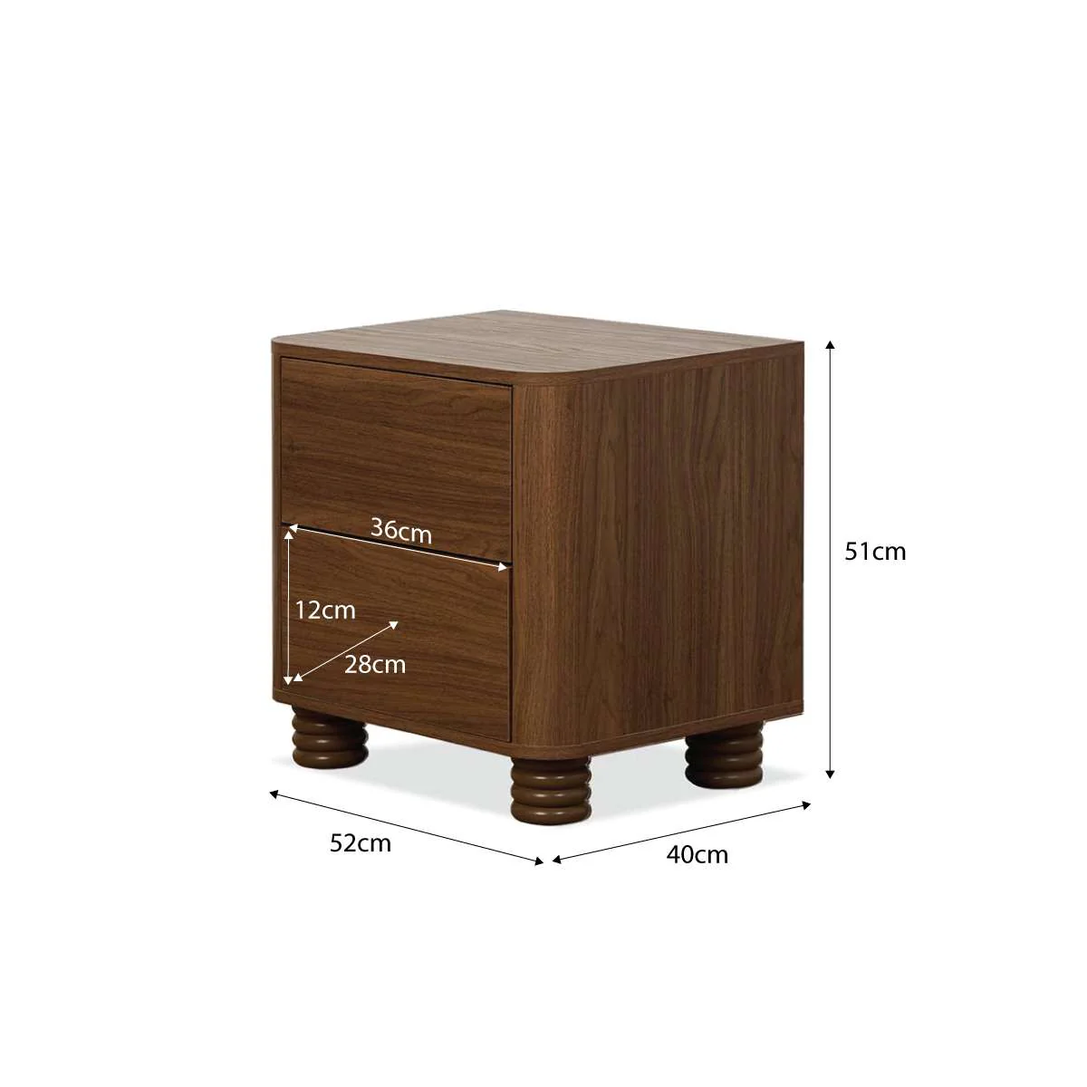 Ziggy Bedside Table - Walnut - Image 7
