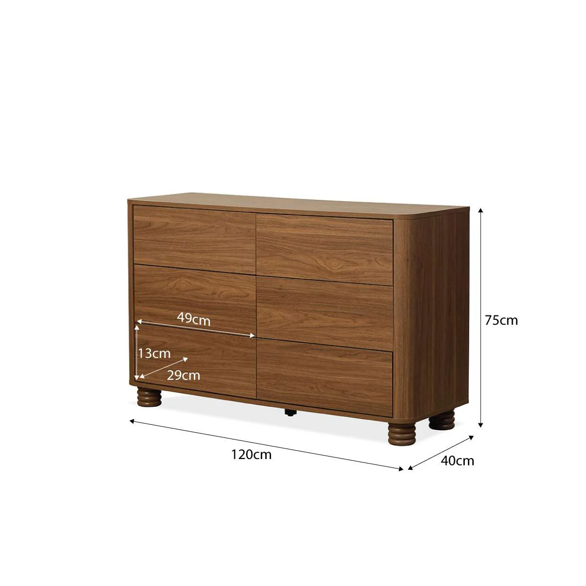 Ziggy Six Drawers - Walnut - Image 8